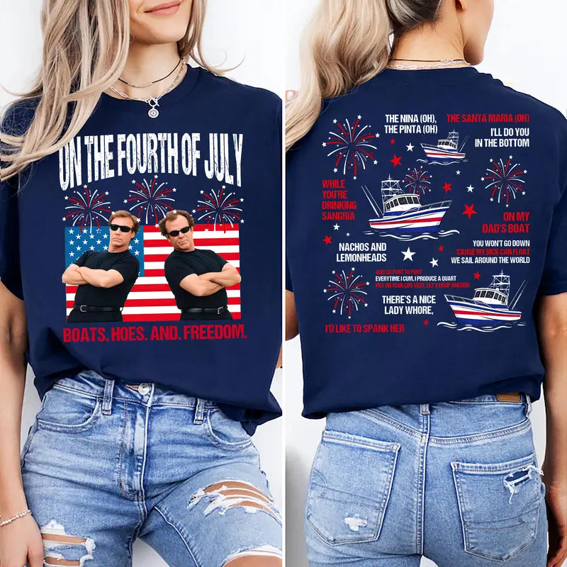 "Boats, Hoes & Freedom" 4th of July Parody T-Shirt
