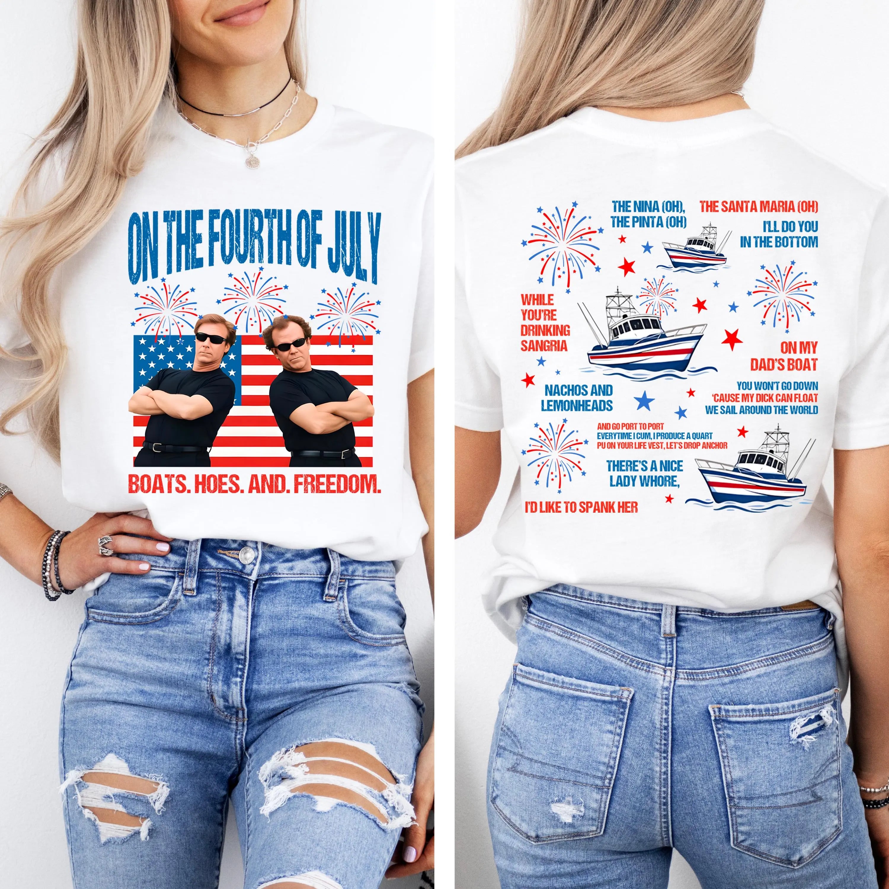 "Boats, Hoes & Freedom" 4th of July Parody T-Shirt